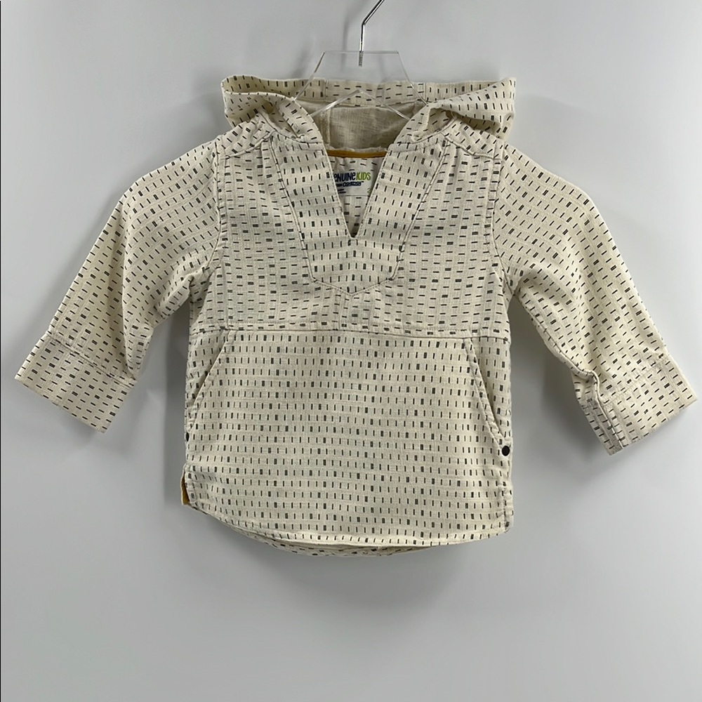 Oshkosh Boys Toddler Dash Print Baja Off White Pullover Hoodie Tunic Top 2T